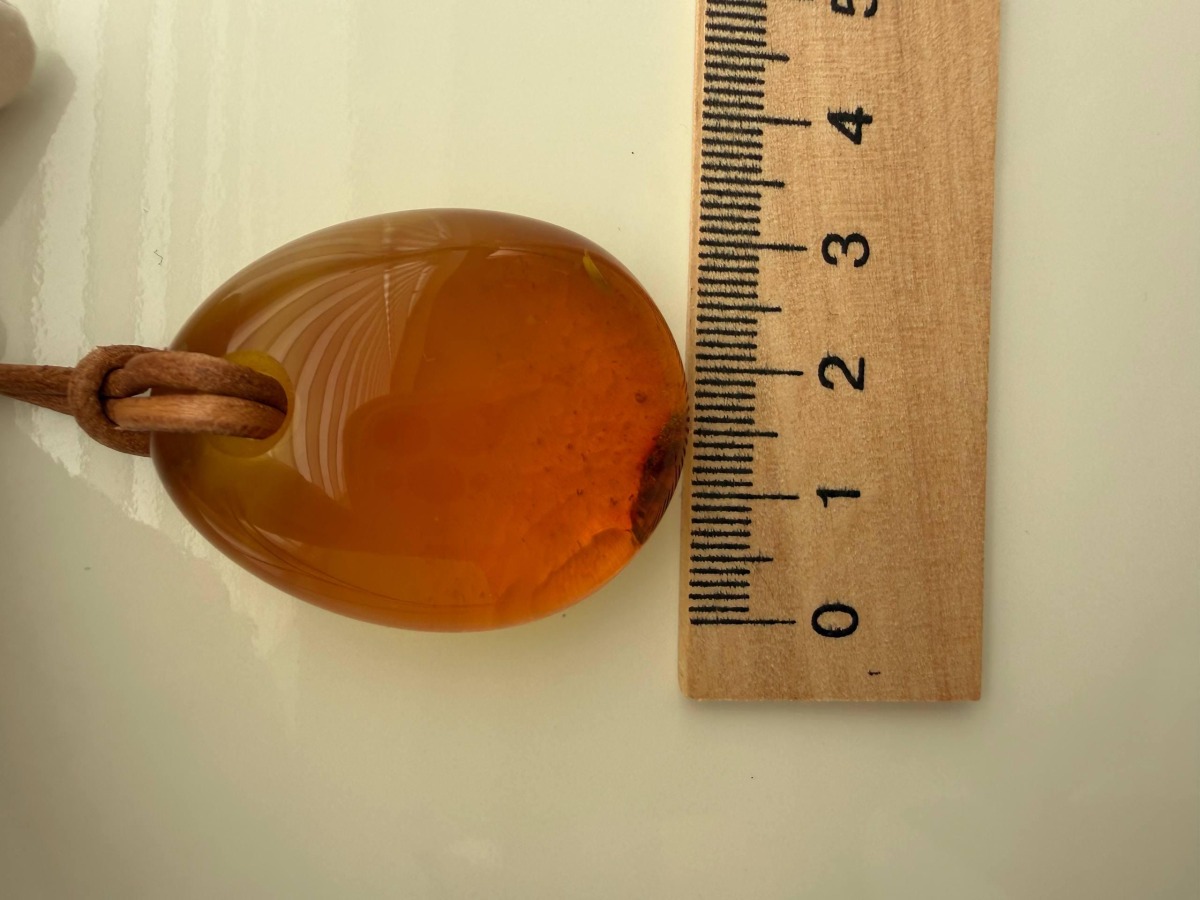 Honey Baltic Amber Teardrop Pendant on Leather Cord, 12g