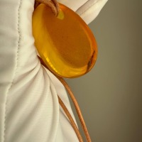 Honey Baltic Amber Teardrop Pendant on Leather Cord, 12g