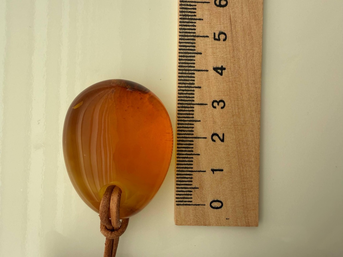 Honey Baltic Amber Teardrop Pendant on Leather Cord, 12g
