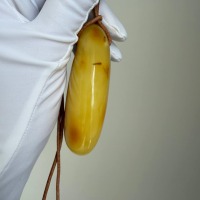 Large Egg Yolk Baltic Amber Pendant on Leather Cord, 41g