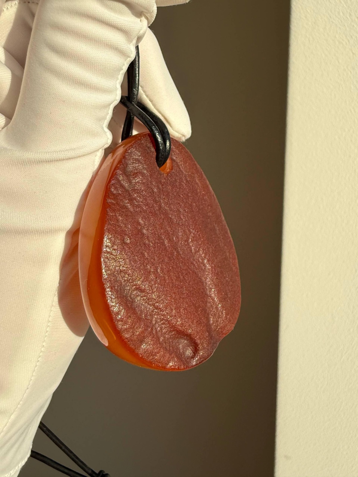 Large Cognac Baltic Amber Pendant, Raw and Polished, 23g