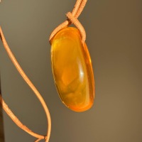 Honey Baltic Amber Teardrop Pendant on Leather Cord, 12g