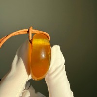 Honey Baltic Amber Teardrop Pendant on Leather Cord, 12g