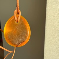 Honey Baltic Amber Teardrop Pendant on Leather Cord, 12g