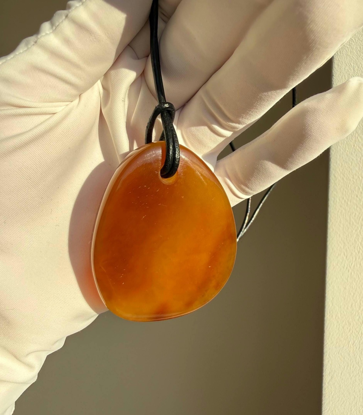 Large Cognac Baltic Amber Pendant, Raw and Polished, 23g