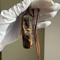 Extra Large Raw Baltic Amber Pendant on Leather Cord, 64g