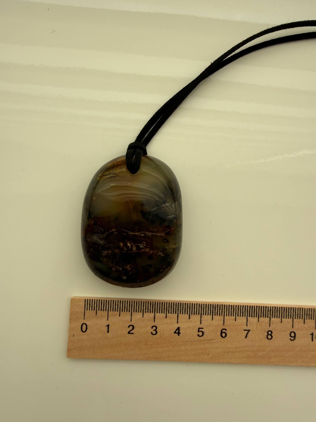 Large Honey Cognac Baltic Amber Pendant on Leather Cord, 34g