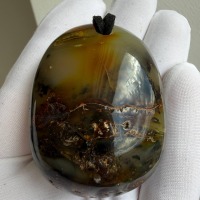Large Honey Cognac Baltic Amber Pendant on Leather Cord, 34g