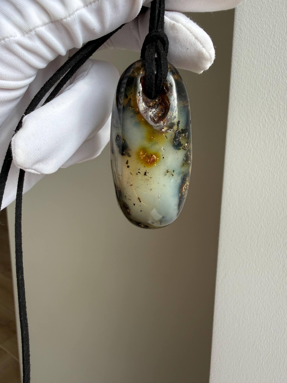 Greenish Honey Baltic Amber Pendant with Inclusions