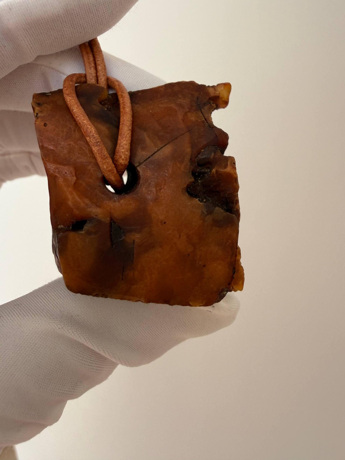 Raw Untreated Baltic Amber Pendant, Natural Hole, 18g