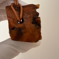 Raw Untreated Baltic Amber Pendant, Natural Hole, 18g