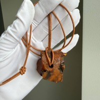 Raw Untreated Baltic Amber Pendant, Natural Hole, 18g