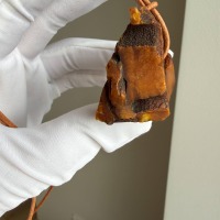 Raw Untreated Baltic Amber Pendant, Natural Hole, 18g