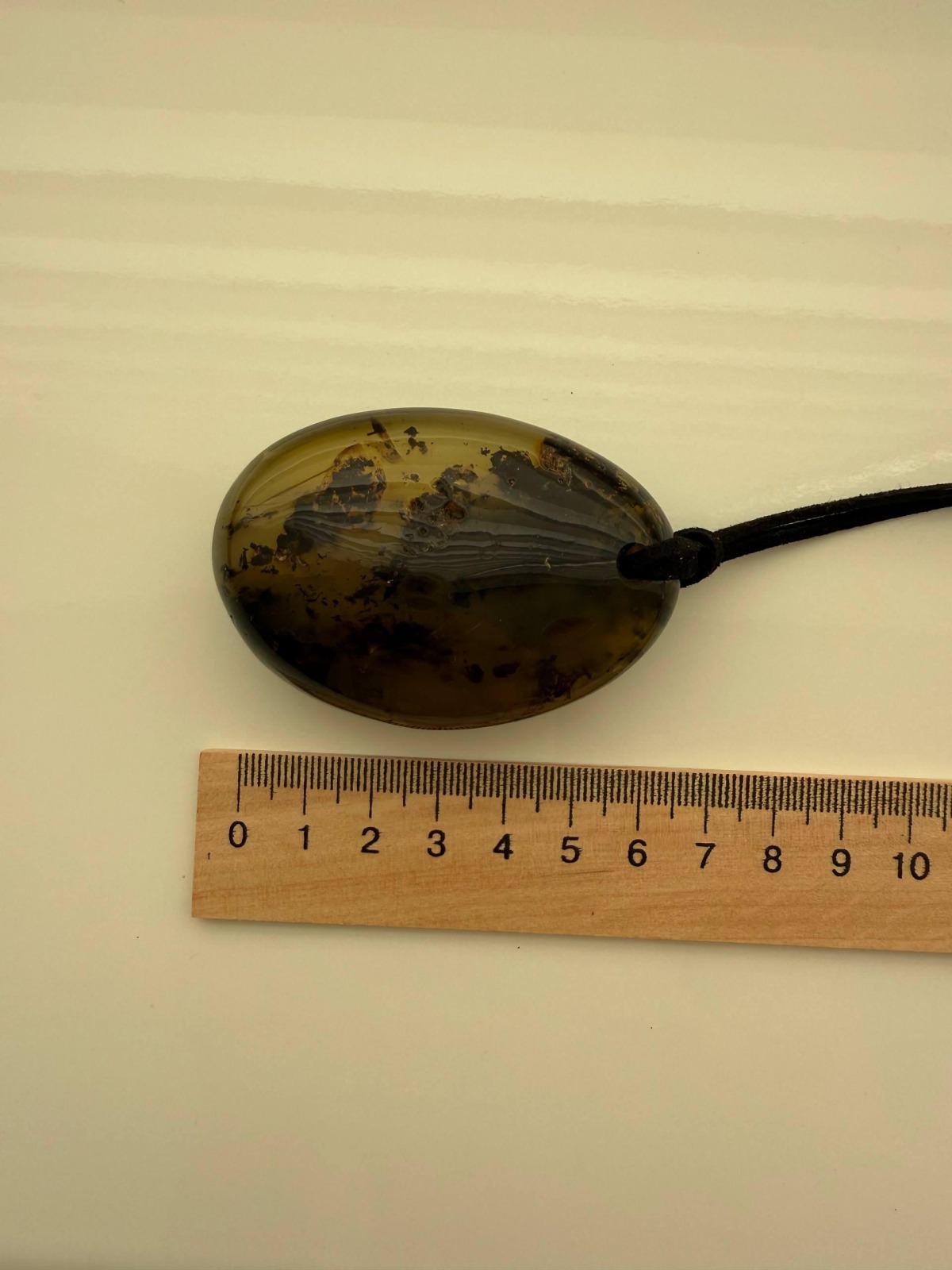 Large Green Baltic Amber Pendant, Olive and Honey, 43g