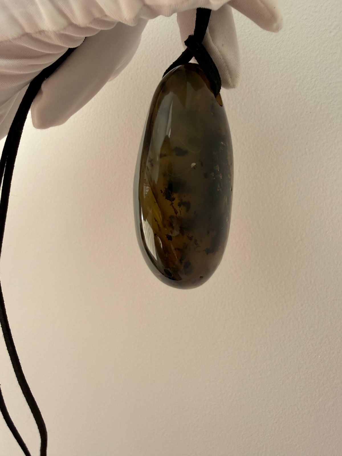 Large Green Baltic Amber Pendant, Olive and Honey, 43g