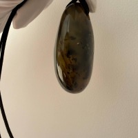 Large Green Baltic Amber Pendant, Olive and Honey, 43g