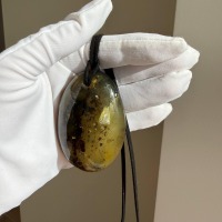 Large Green Baltic Amber Pendant, Olive and Honey, 43g