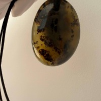 Large Green Baltic Amber Pendant, Olive and Honey, 43g
