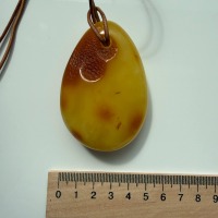 Large Egg Yolk Baltic Amber Pendant on Leather Cord, 41g