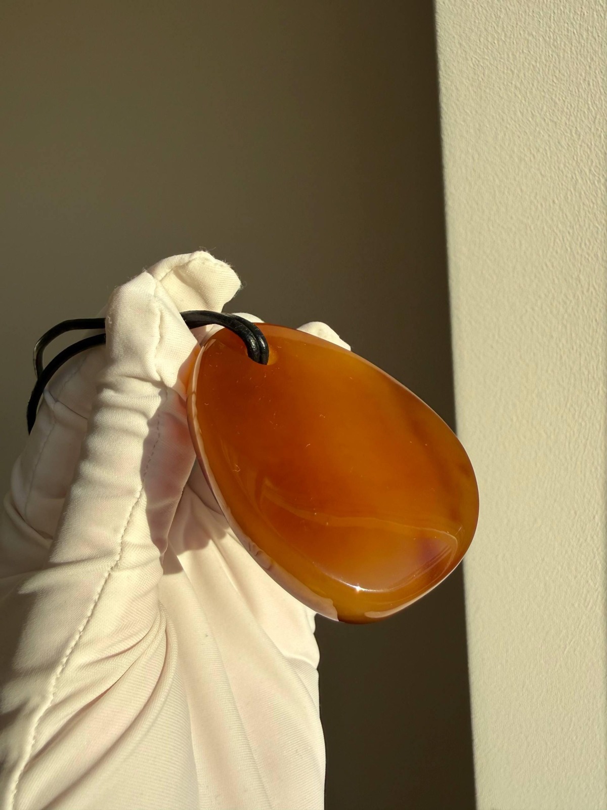 Large Cognac Baltic Amber Pendant, Raw and Polished, 23g