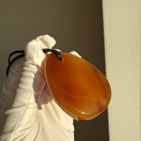Large Cognac Baltic Amber Pendant, Raw and Polished, 23g