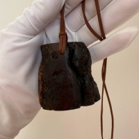 Extra Large Raw Baltic Amber Pendant on Leather Cord, 64g