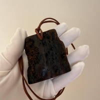 Extra Large Raw Baltic Amber Pendant on Leather Cord, 64g