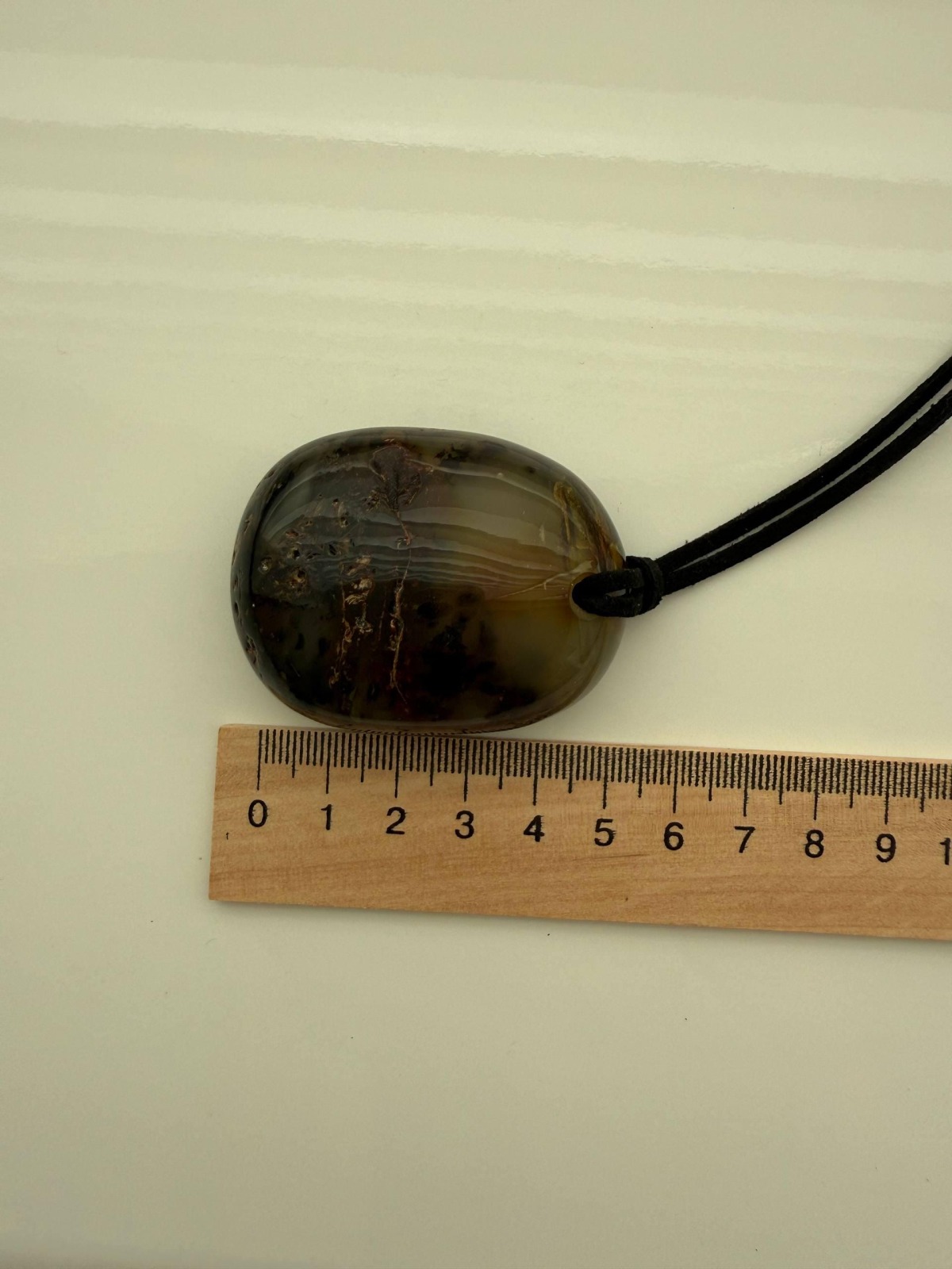 Large Honey Cognac Baltic Amber Pendant on Leather Cord, 34g
