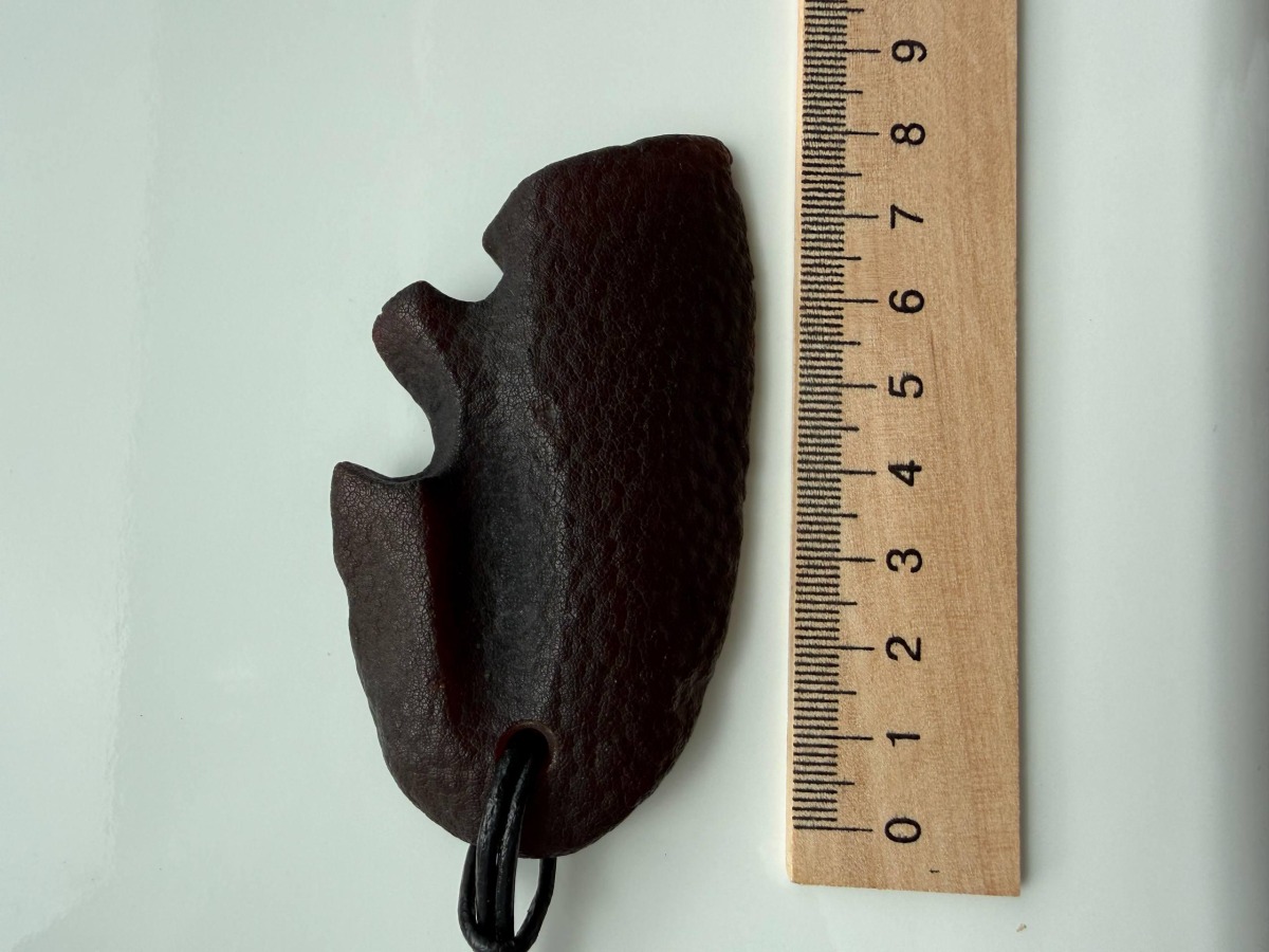 Bat-Shaped Raw Baltic Amber Pendant, Unpolished Cognac, 26g