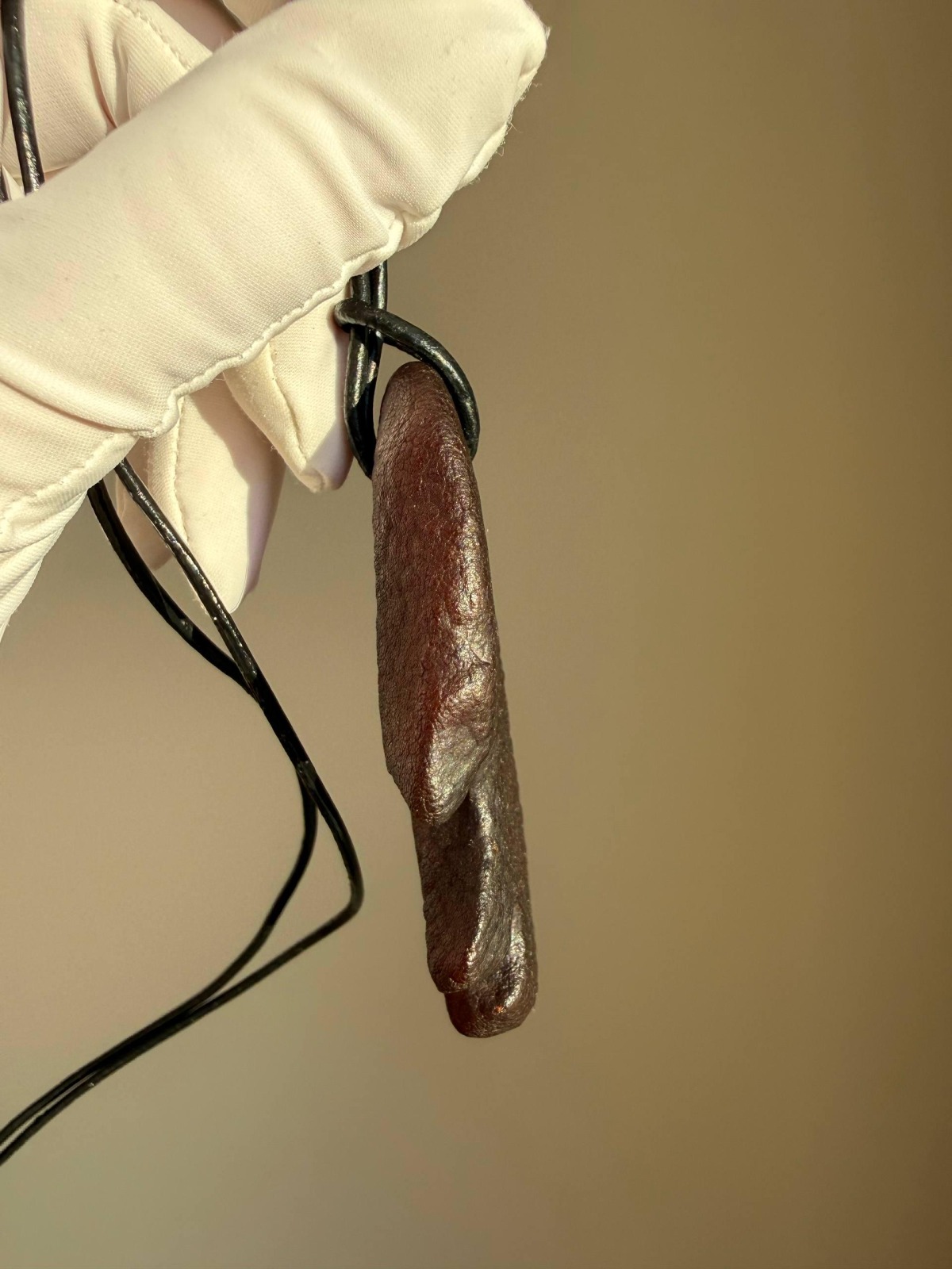 Bat-Shaped Raw Baltic Amber Pendant, Unpolished Cognac, 26g
