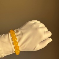 Egg Yolk Butterscotch Baltic Amber Bracelet, 12mm Beads, 14g