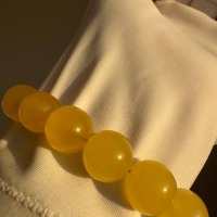 Egg Yolk Butterscotch Baltic Amber Bracelet, 12mm Beads, 14g