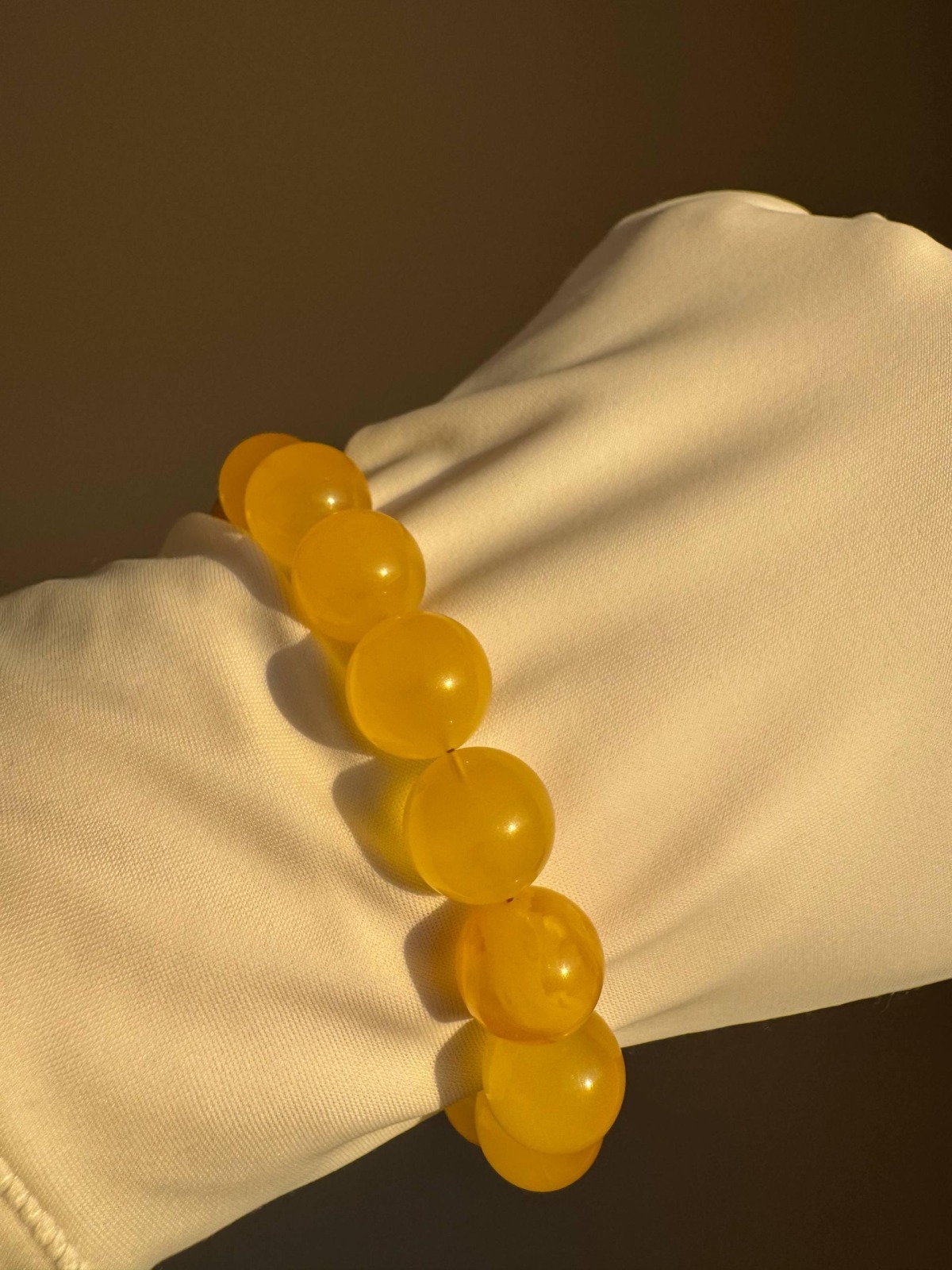 Egg Yolk Butterscotch Baltic Amber Bracelet, 12mm Beads, 14g