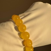 Egg Yolk Butterscotch Baltic Amber Bracelet, 12mm Beads, 14g