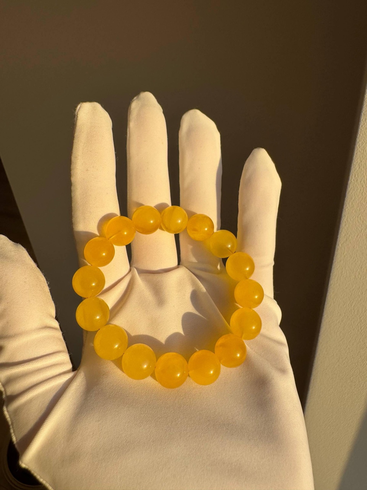 Egg Yolk Butterscotch Baltic Amber Bracelet, 12mm Beads, 14g