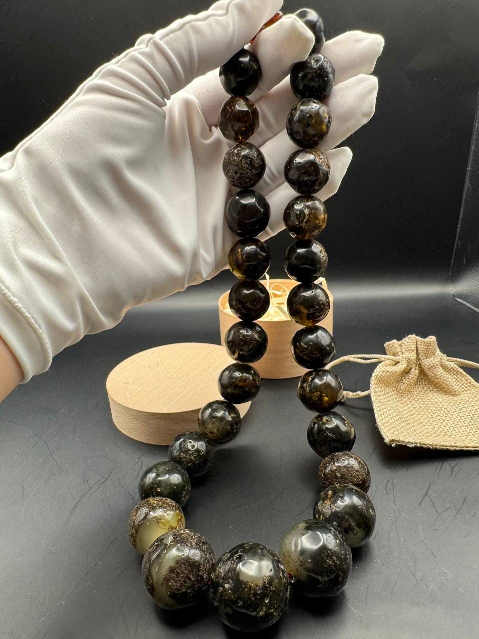 Chunky Dark Cognac Baltic Amber Necklace, 128g