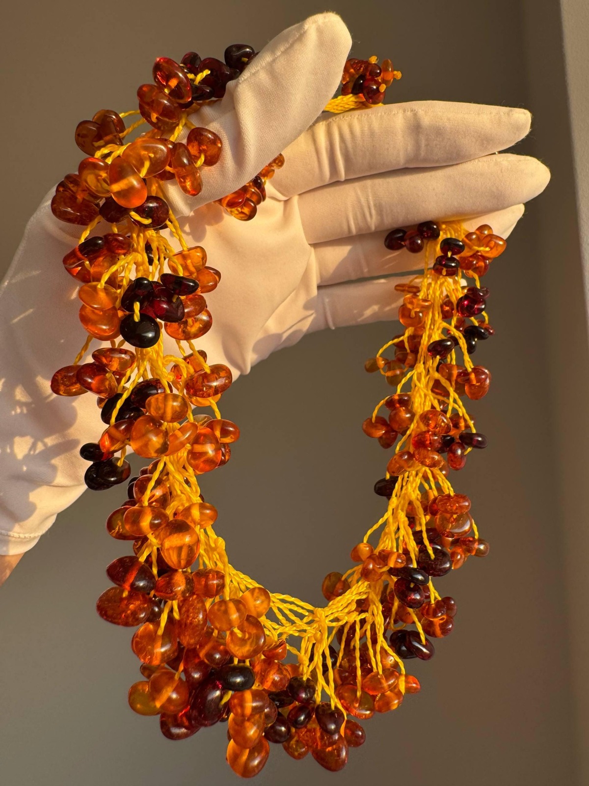 Cherry and Cognac Baltic Amber Necklace, Freeform Beads