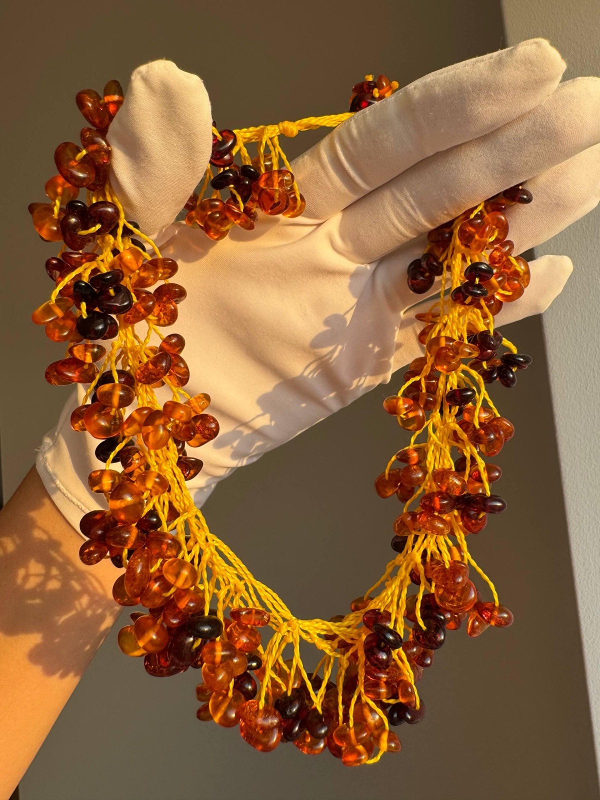 Cherry and Cognac Baltic Amber Necklace, Freeform Beads