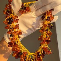 Cherry and Cognac Baltic Amber Necklace, Freeform Beads