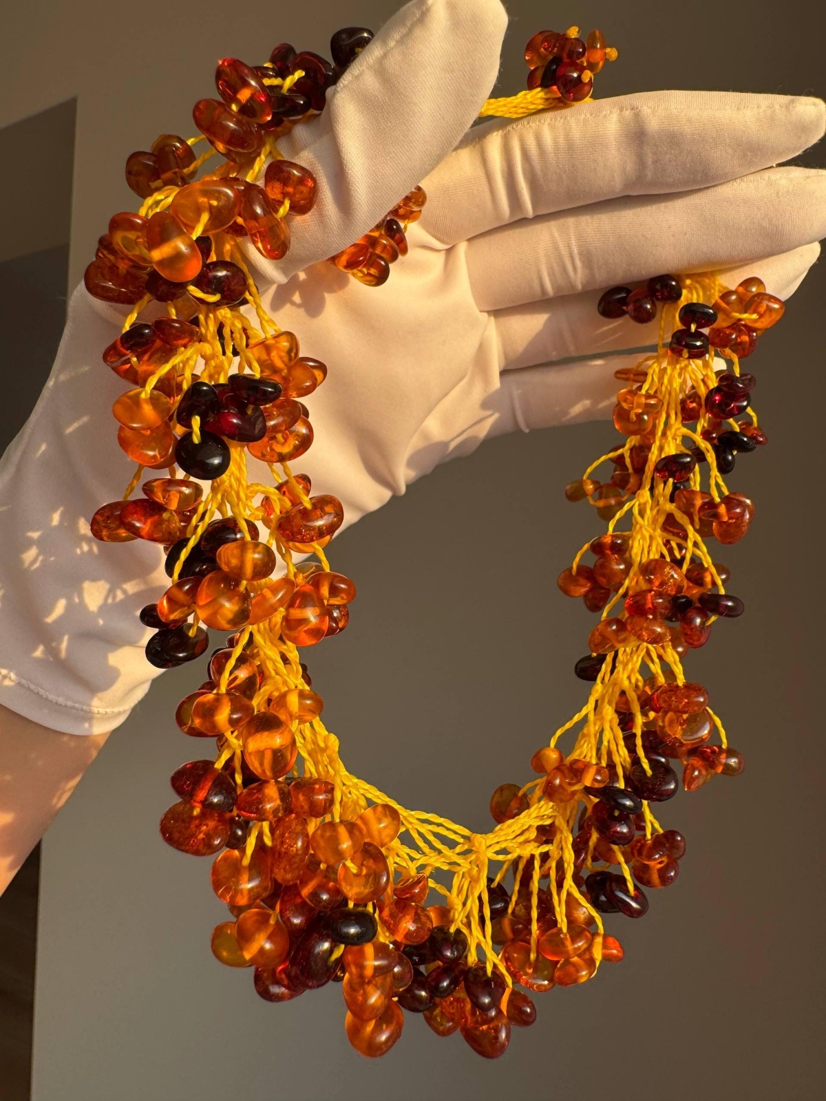 Cherry and Cognac Baltic Amber Necklace, Freeform Beads