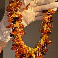 Cherry and Cognac Baltic Amber Necklace, Freeform Beads