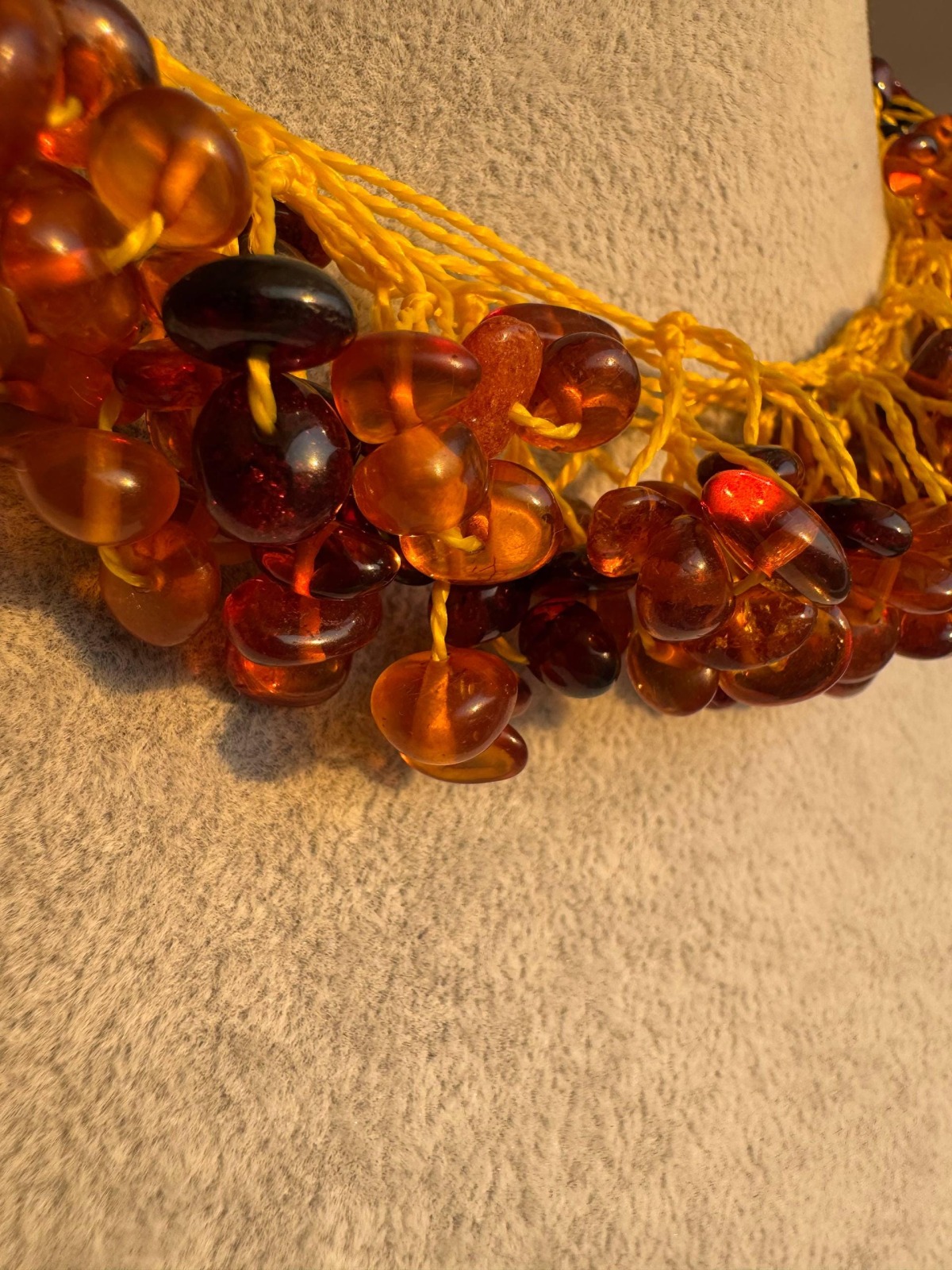 Cherry and Cognac Baltic Amber Necklace, Freeform Beads