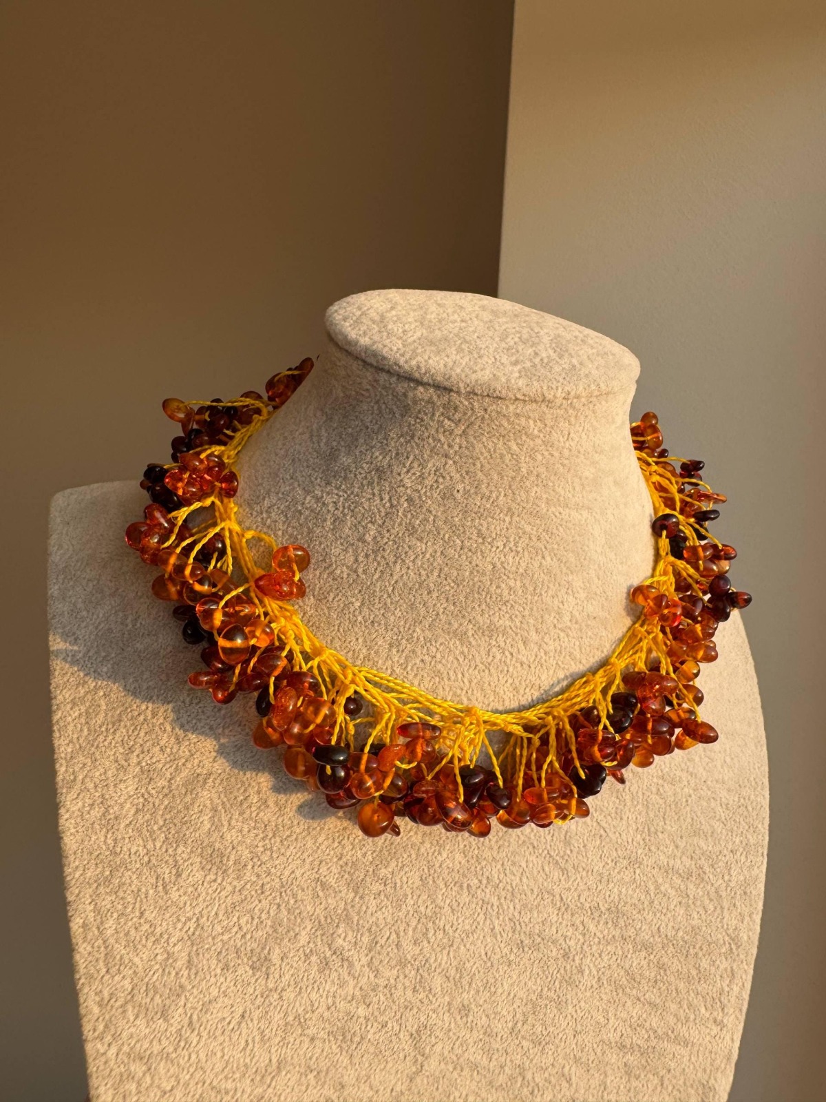 Cherry and Cognac Baltic Amber Necklace, Freeform Beads