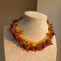 Cherry and Cognac Baltic Amber Necklace, Freeform Beads