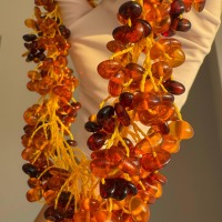 Cherry and Cognac Baltic Amber Necklace, Freeform Beads