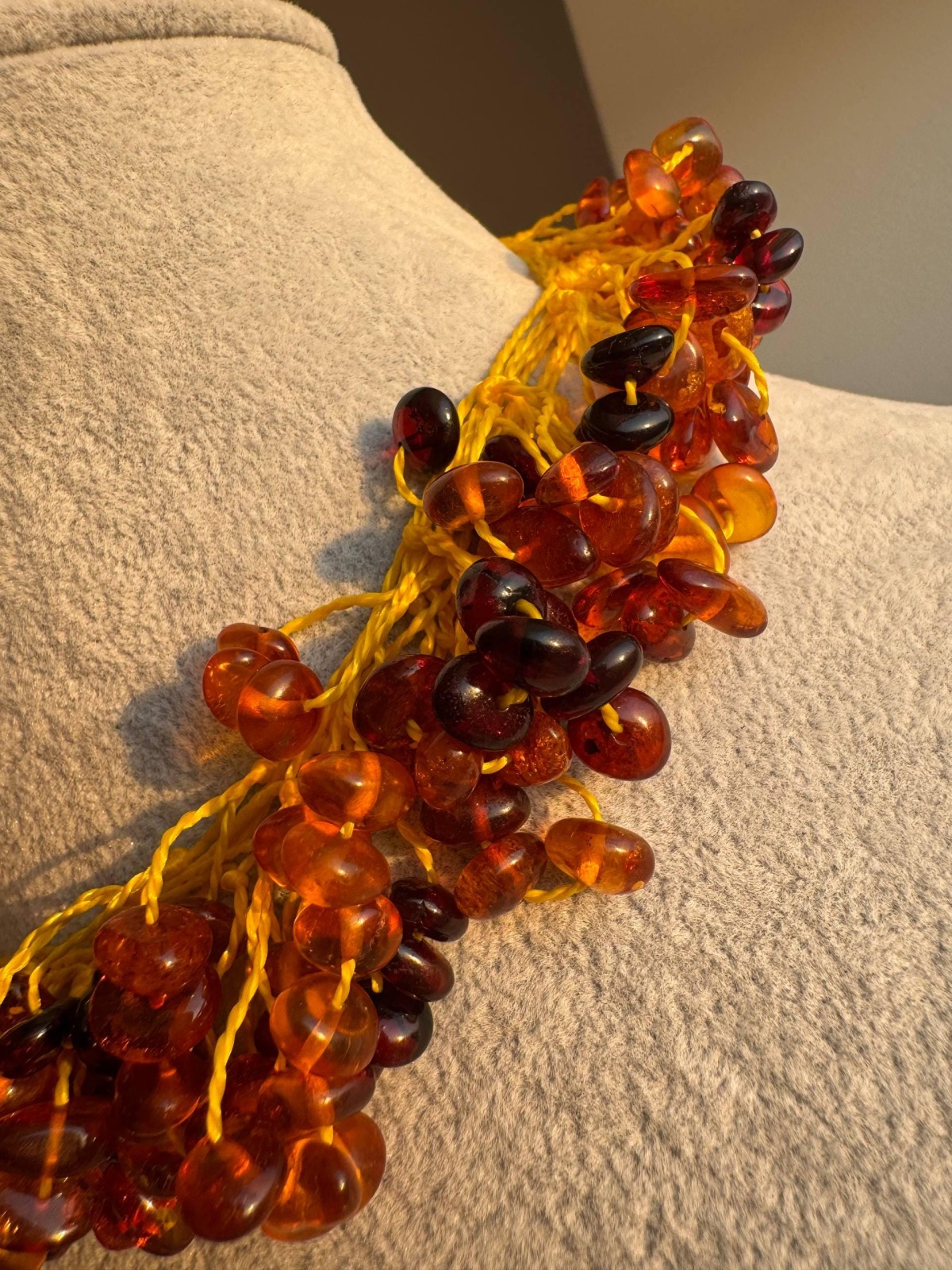Cherry and Cognac Baltic Amber Necklace, Freeform Beads