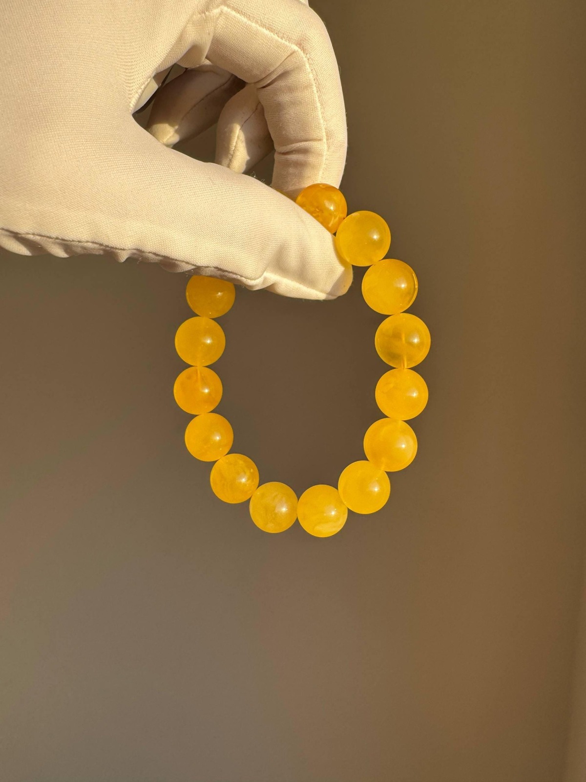 Egg Yolk Butterscotch Baltic Amber Bracelet, 12mm Beads, 14g