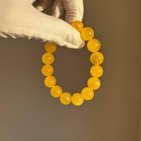 Egg Yolk Butterscotch Baltic Amber Bracelet, 12mm Beads, 14g