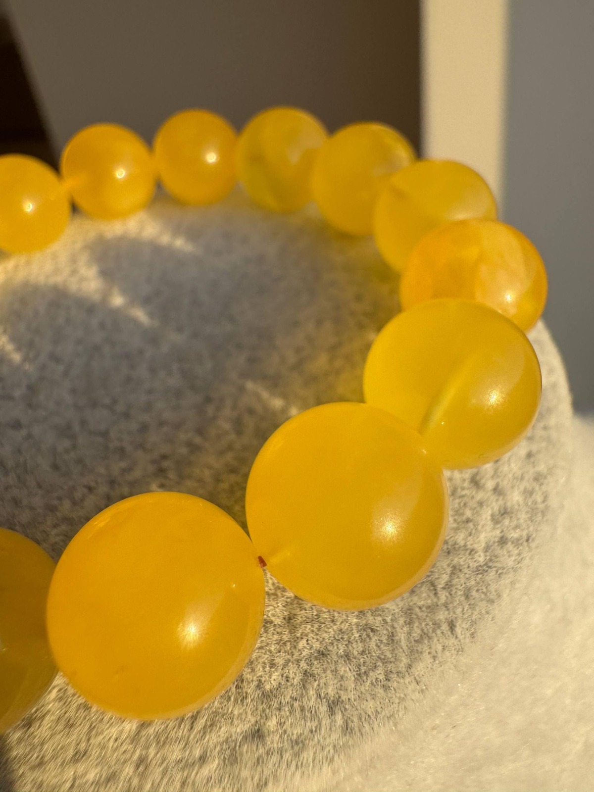 Egg Yolk Butterscotch Baltic Amber Bracelet, 12mm Beads, 14g
