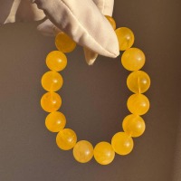 Egg Yolk Butterscotch Baltic Amber Bracelet, 12mm Beads, 14g